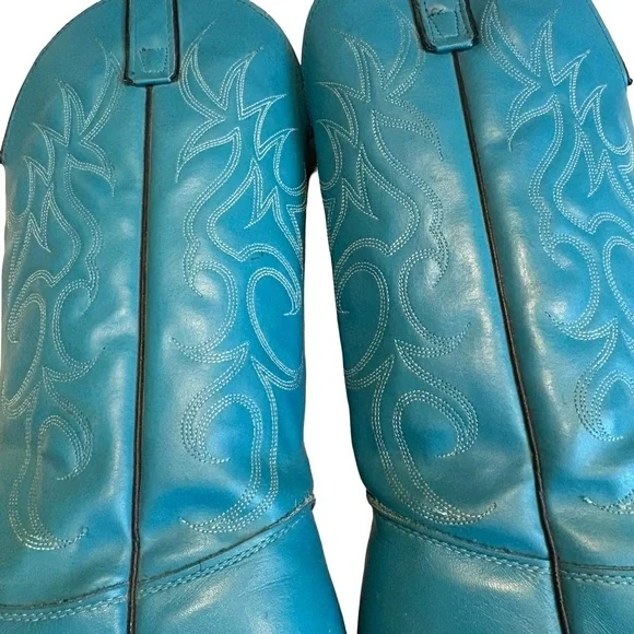Vintage Sheplers Gorgeous Teal Blue Tall Western Boots. - Picture 9 of 16